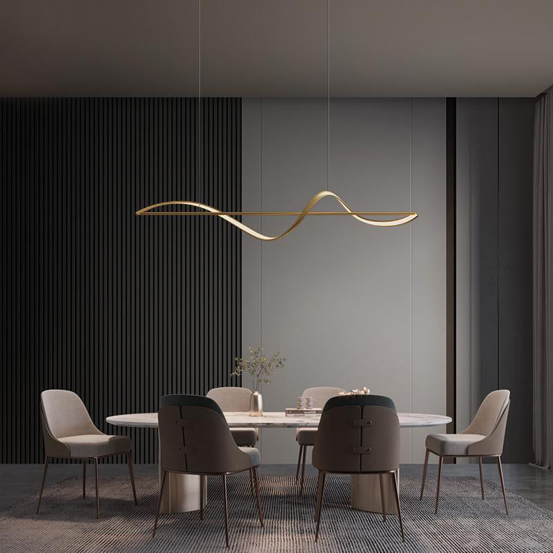 Minimalism Twist LED Hanging Pendant Lights in Gold for Dining Room