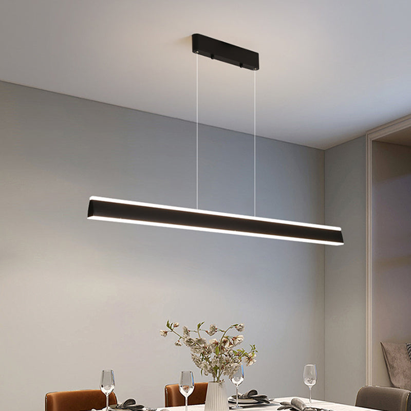 Minimalism Linear LED Hanging Pendant Lights in Black for Dining Room