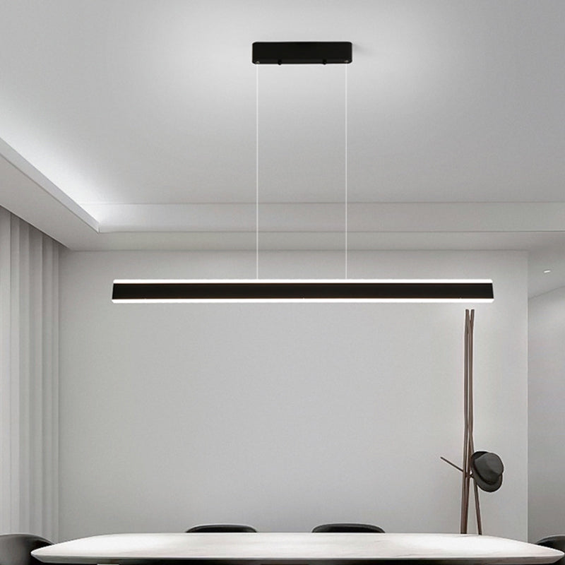 Minimalism Linear LED Hanging Pendant Lights in Black for Dining Room