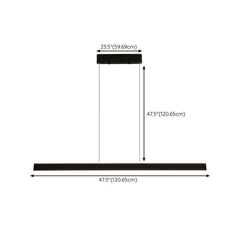 Minimalism Linear LED Hanging Pendant Lights in Black for Dining Room