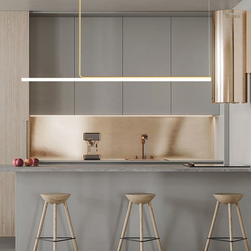 Minimalism Linear LED Hanging Pendant Lights with Metal for Kitchen