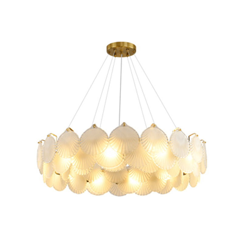Contemporary Metal Geometric Shape Pendant Light with Glass Shade for Living Room