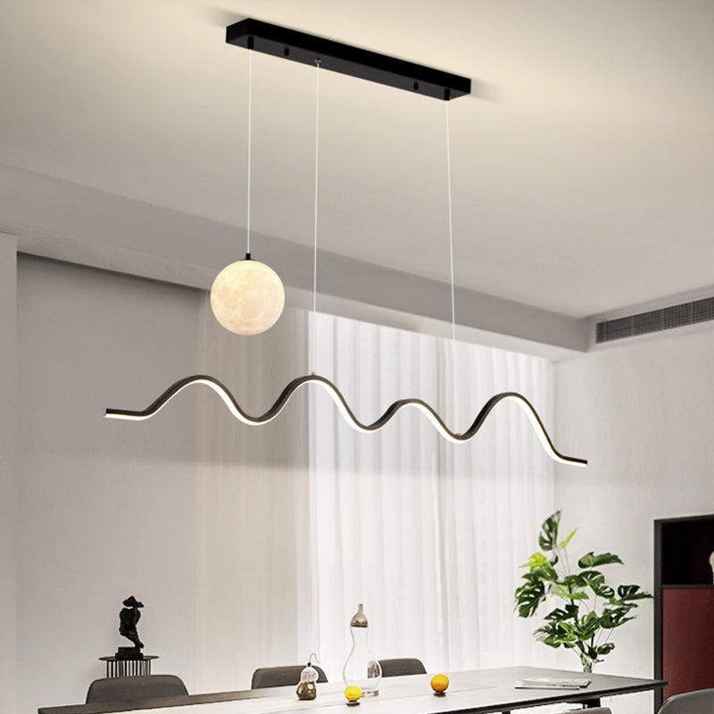 LED Contemporary Linear Shape Pendant Light with Silicone Shade for Living Room