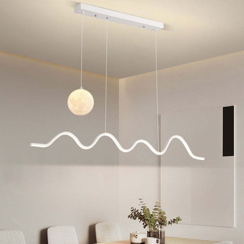 LED Contemporary Linear Shape Pendant Light with Silicone Shade for Living Room