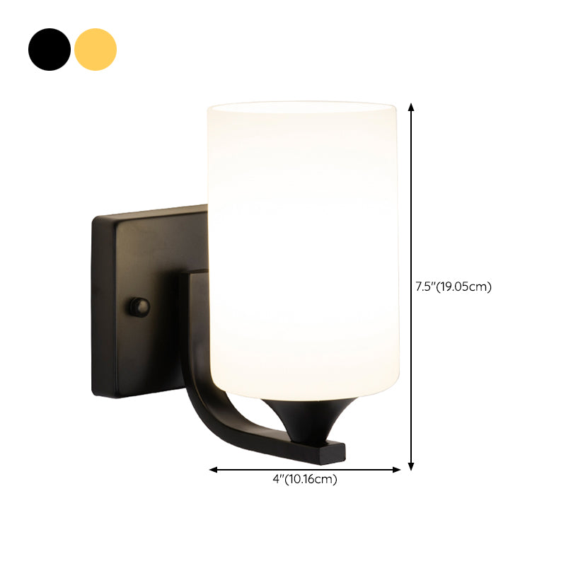 Cylindrical Wall Mount Lamp Modern Style with Glass Shade for Living Room