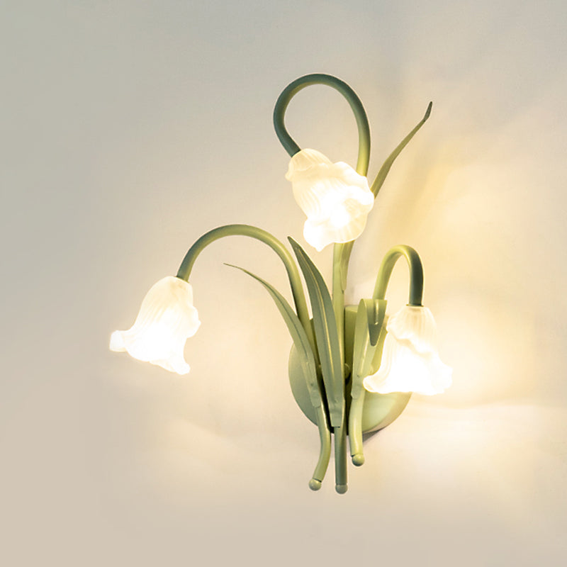 Modern Style Wall Mount Lamp Flower Shape with Glass Shade for Bedroom