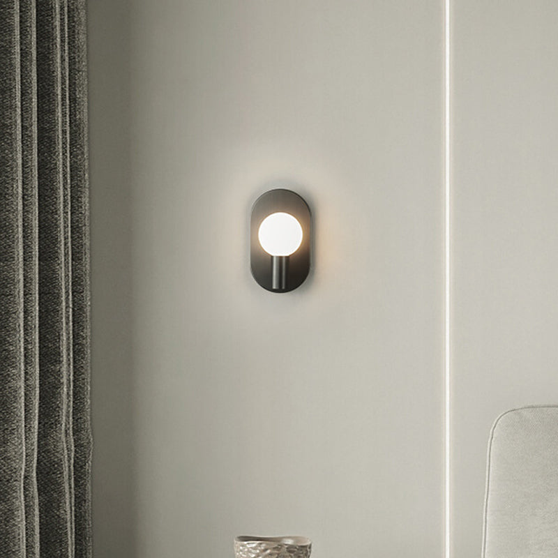 Modern Copper Wall Mount Lamp 1-Light Spherical with Glass Shade for Bedroom