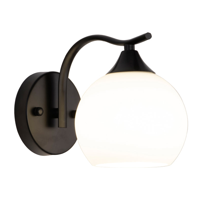 Modern Style Wall Mount Lamp Metal Spherical with Glass Shade for Bedroom
