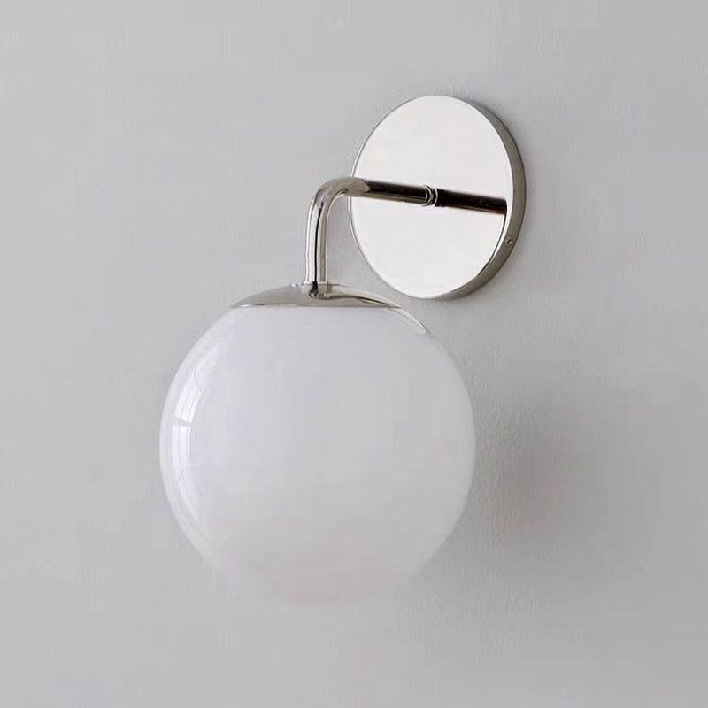 Postmodern Style Metal Wall Light Sconce with Glass Shade for Washroom