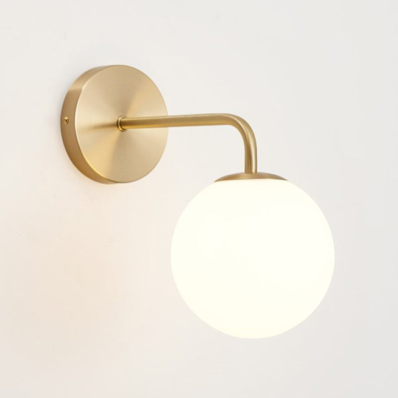 Postmodern Style Metal Wall Light Sconce with Glass Shade for Washroom
