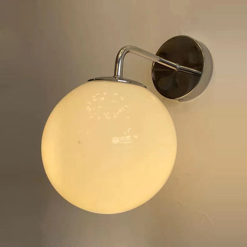 Postmodern Style Metal Wall Light Sconce with Glass Shade for Washroom