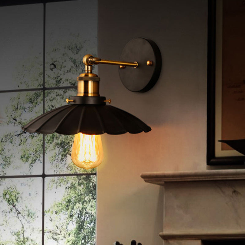 Modern Style Wall Light Sconce with Metallic Shade for Washroom