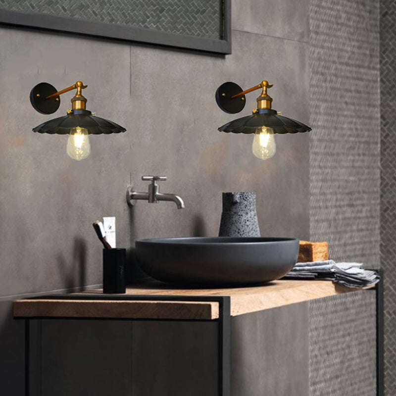 Modern Style Wall Light Sconce with Metallic Shade for Washroom