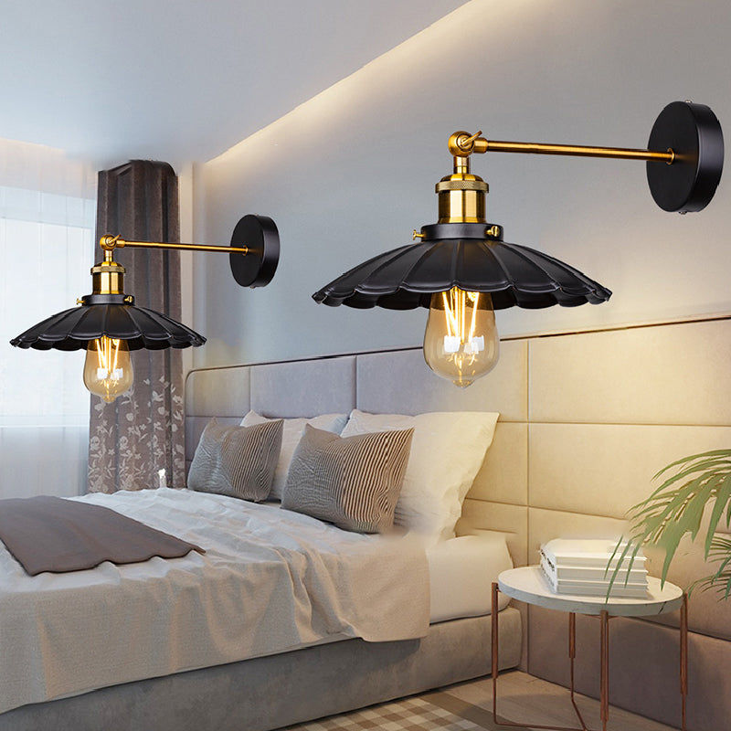Modern Style Wall Light Sconce with Metallic Shade for Washroom