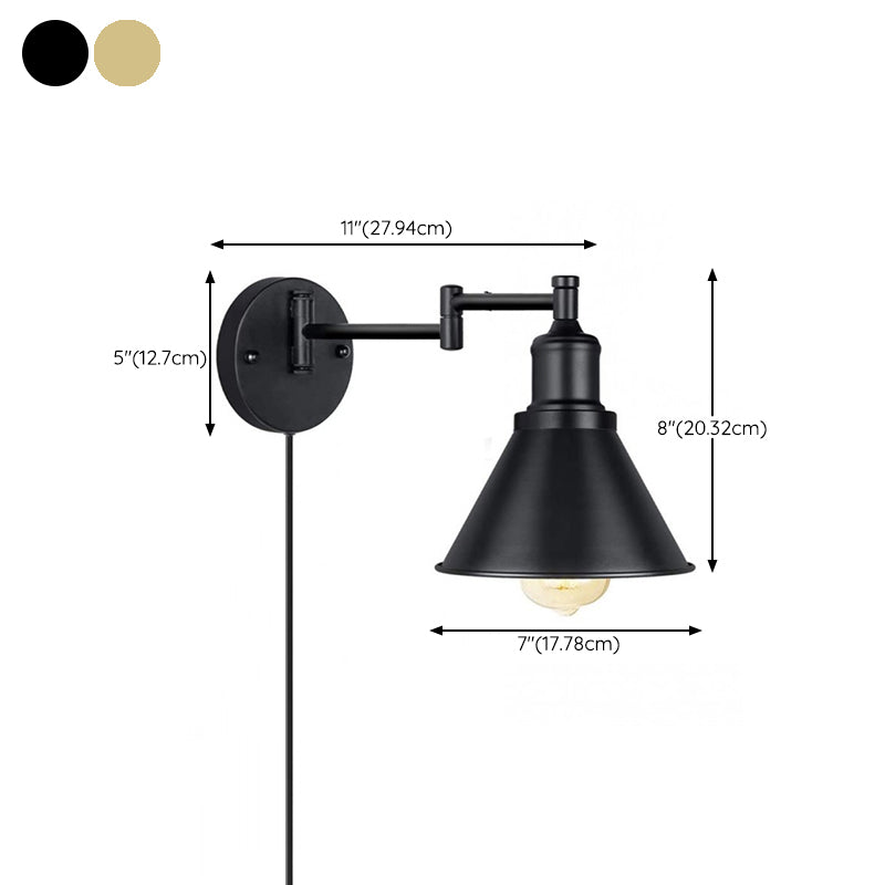 Modern Simple Iron Vanity Light Cone Shape Scalable for Shower Room