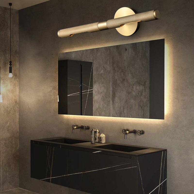 Contemporary Style Wall Light Fixture with Metallic Shade for Washroom