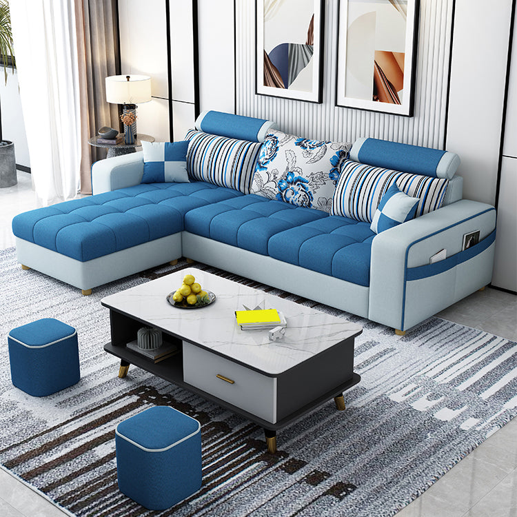 82.67"Long Square Arms Sofa for Living Room Contemporary with Sewn Pillow Back
