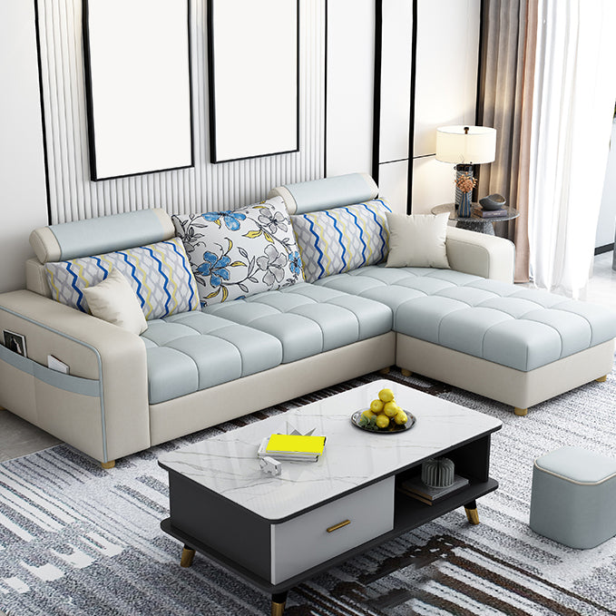82.67"Long Square Arms Sofa for Living Room Contemporary with Sewn Pillow Back