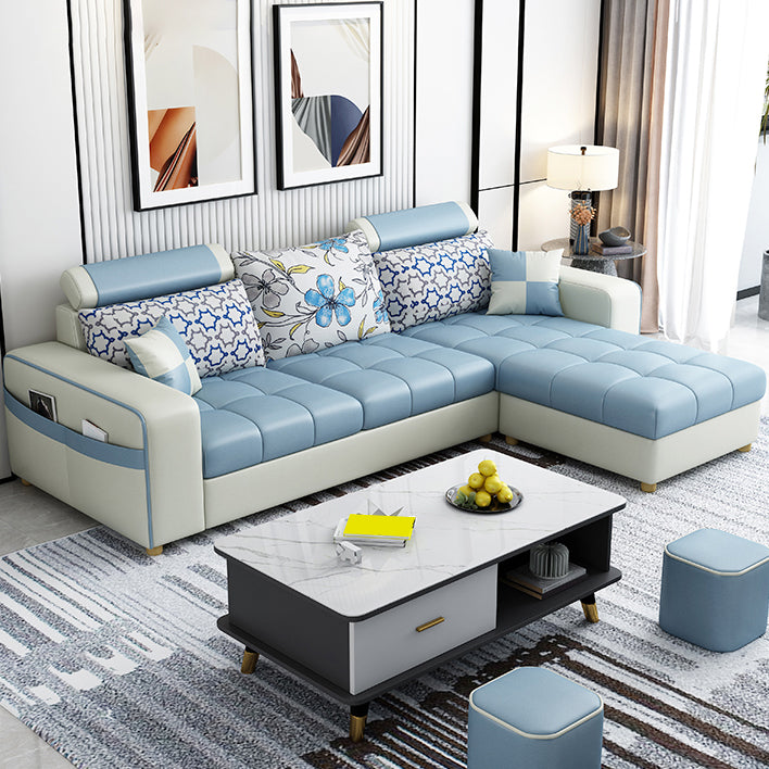 82.67"Long Square Arms Sofa for Living Room Contemporary with Sewn Pillow Back