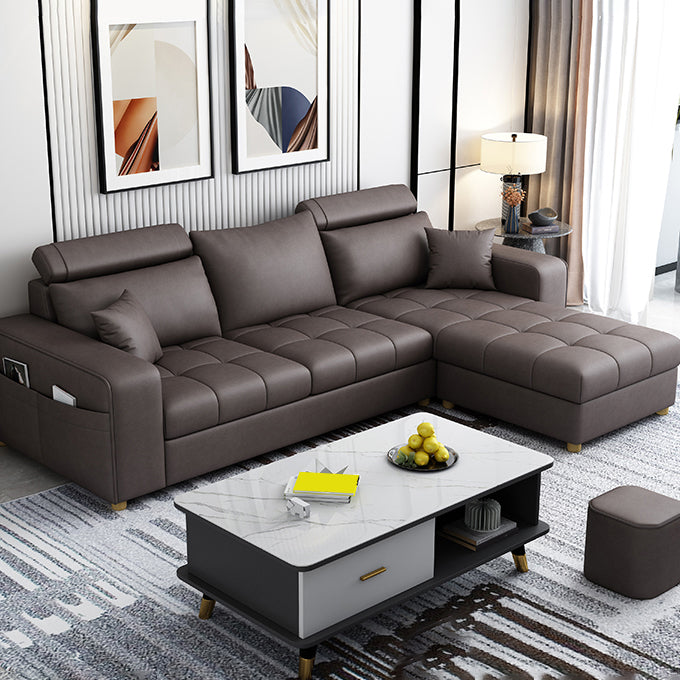 82.67"Long Square Arms Sofa for Living Room Contemporary with Sewn Pillow Back