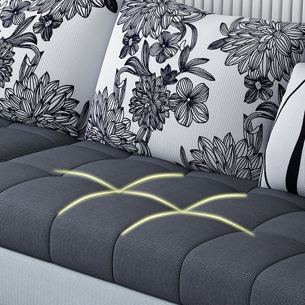 82.67"Long Square Arms Sofa for Living Room Contemporary with Sewn Pillow Back