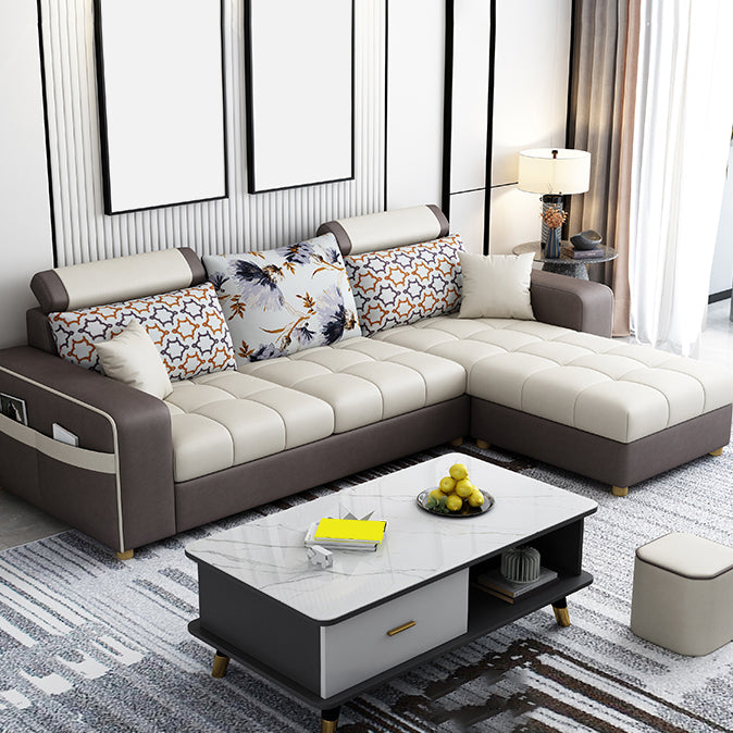 82.67"Long Square Arms Sofa for Living Room Contemporary with Sewn Pillow Back