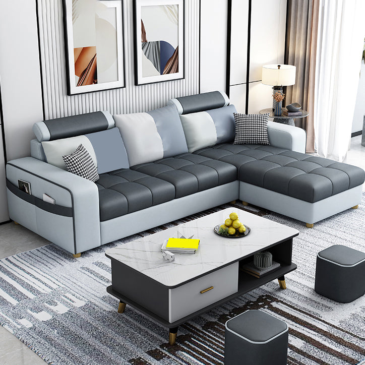 82.67"Long Square Arms Sofa for Living Room Contemporary with Sewn Pillow Back