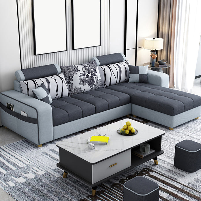 82.67"Long Square Arms Sofa for Living Room Contemporary with Sewn Pillow Back
