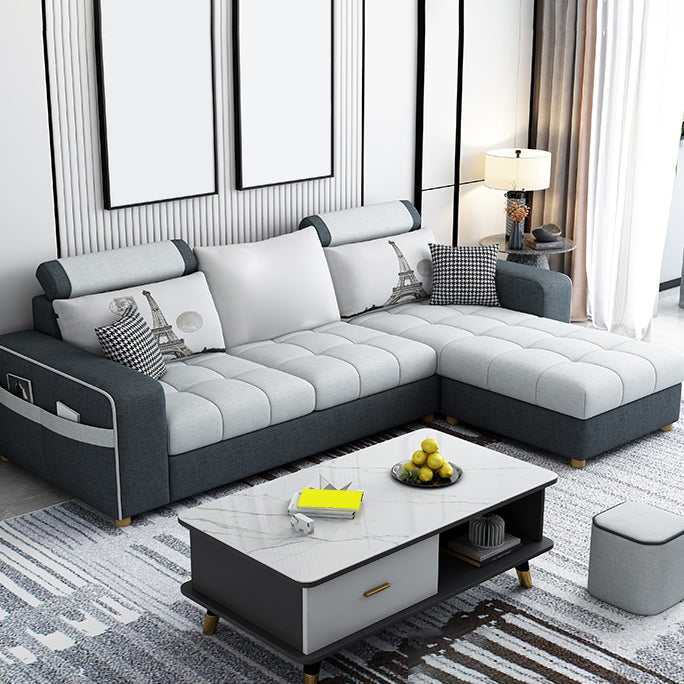 82.67"Long Square Arms Sofa for Living Room Contemporary with Sewn Pillow Back