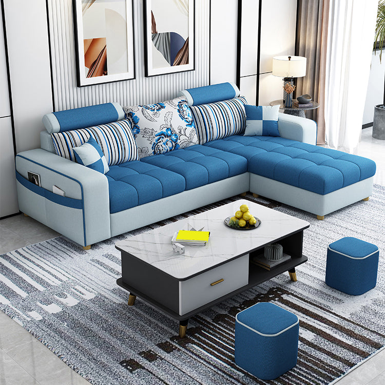 82.67"Long Square Arms Sofa for Living Room Contemporary with Sewn Pillow Back