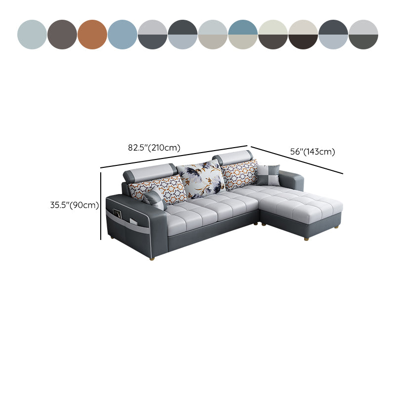 82.67"Long Square Arms Sofa for Living Room Contemporary with Sewn Pillow Back