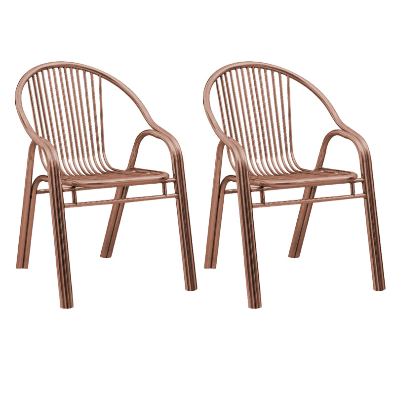 Contemporary Dining Room Metal Slat Back Dining Chair with Arm