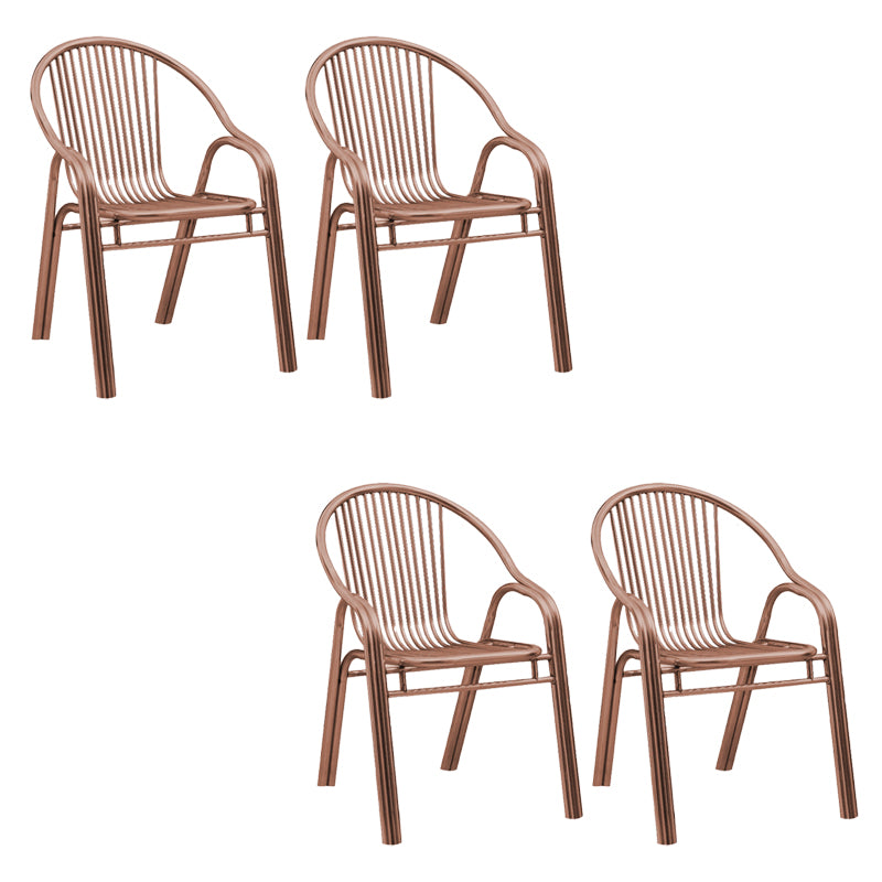 Contemporary Dining Room Metal Slat Back Dining Chair with Arm
