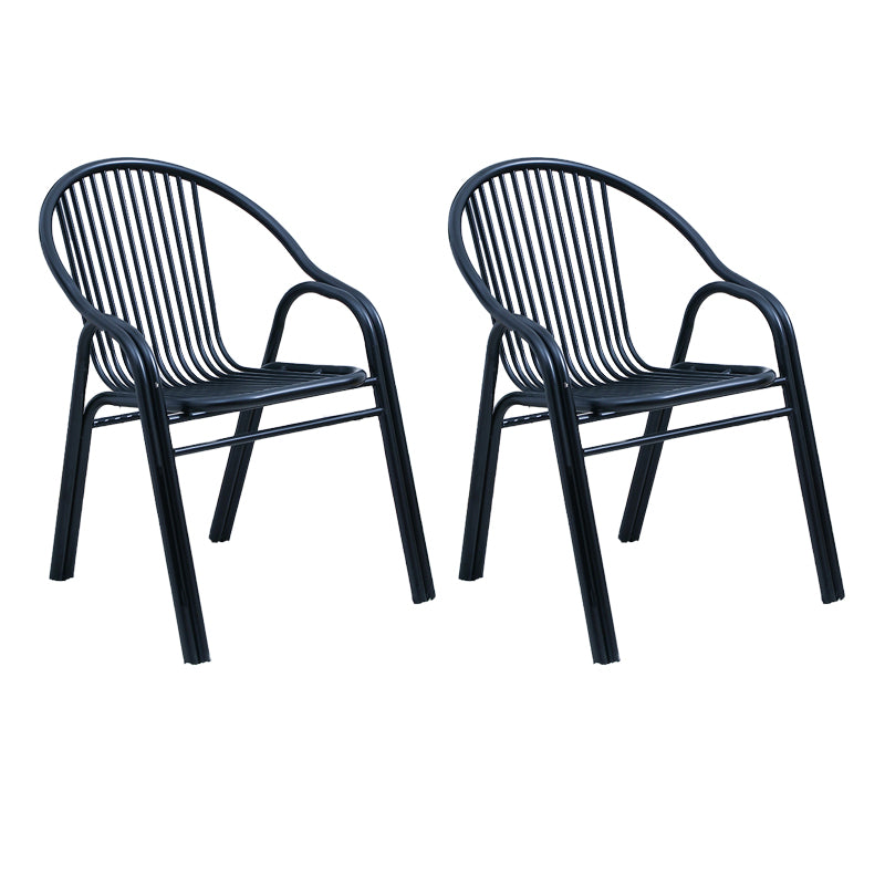 Contemporary Dining Room Metal Slat Back Dining Chair with Arm