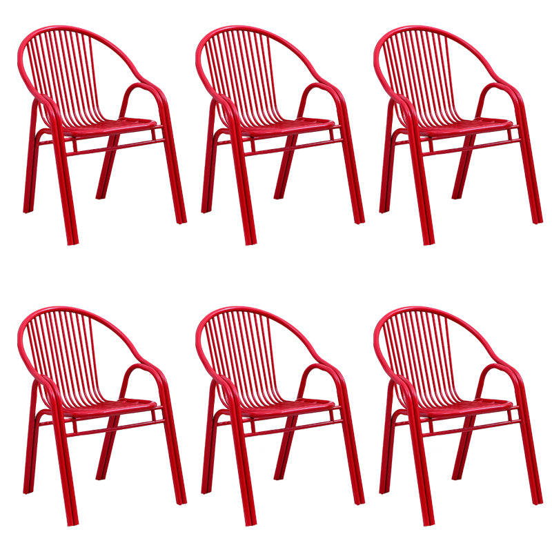 Contemporary Dining Room Metal Slat Back Dining Chair with Arm
