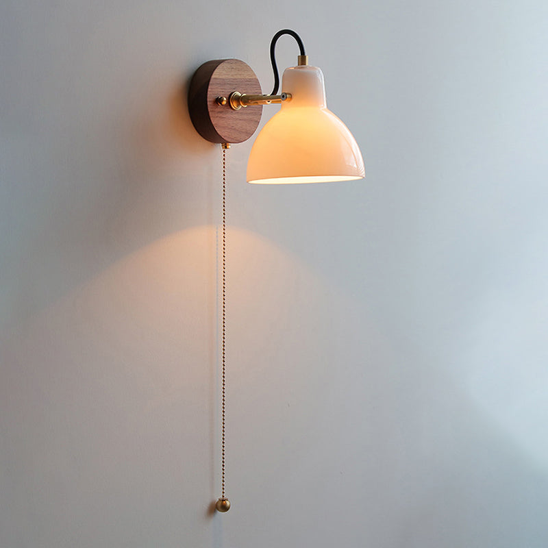 Modernism Glass Shaded Wall Light Metal/Wood Lighting for Restaurant