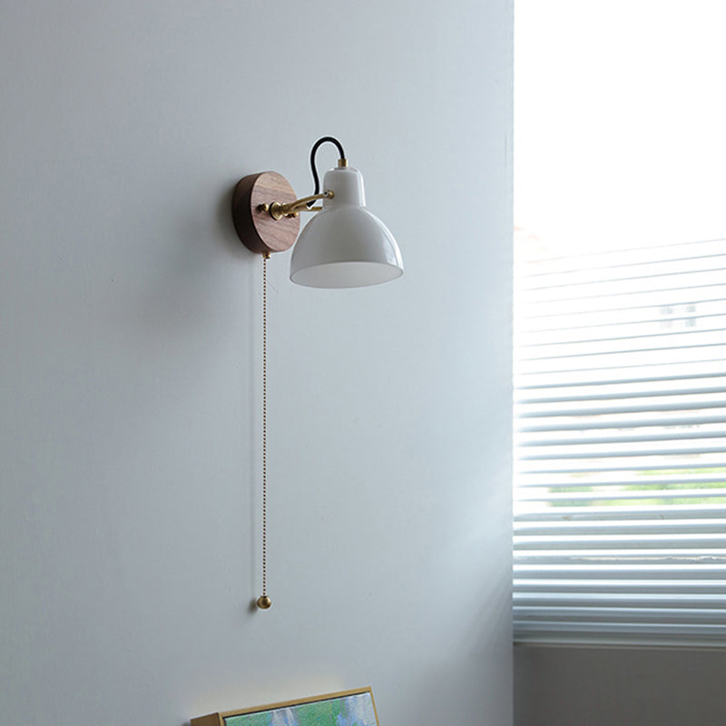 Modernism Glass Shaded Wall Light Metal/Wood Lighting for Restaurant