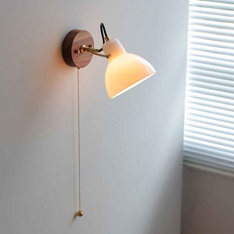 Modernism Glass Shaded Wall Light Metal/Wood Lighting for Restaurant