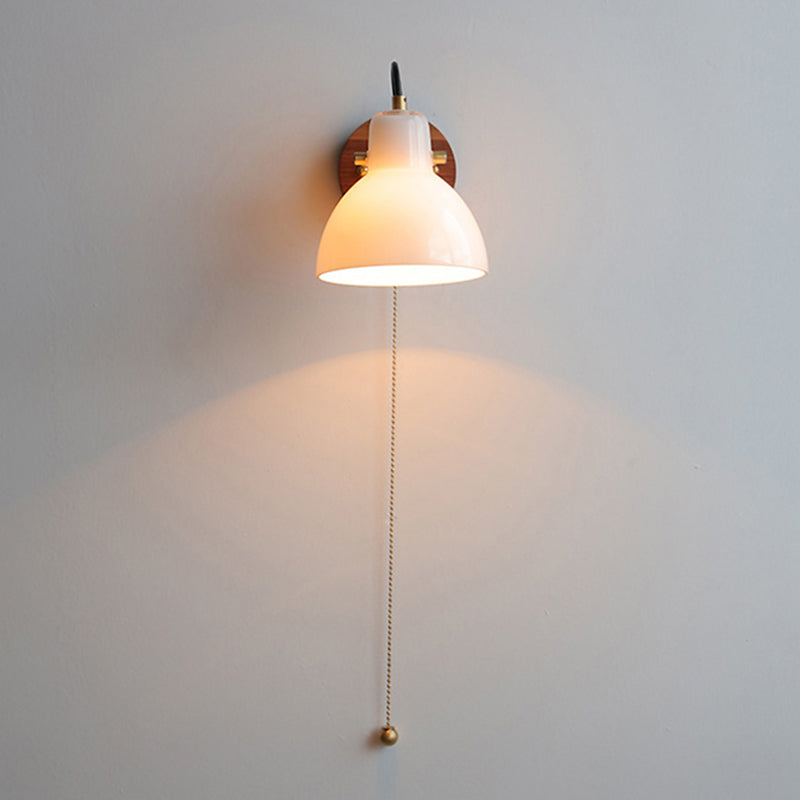 Modernism Glass Shaded Wall Light Metal/Wood Lighting for Restaurant