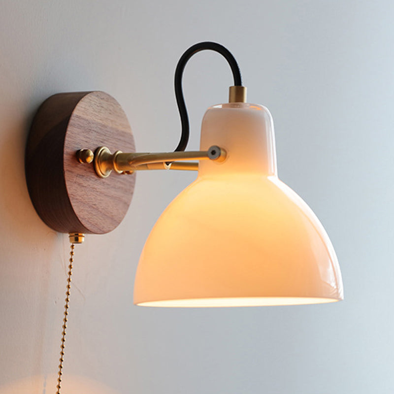 Modernism Glass Shaded Wall Light Metal/Wood Lighting for Restaurant