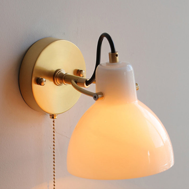 Modernism Glass Shaded Wall Light Metal/Wood Lighting for Restaurant