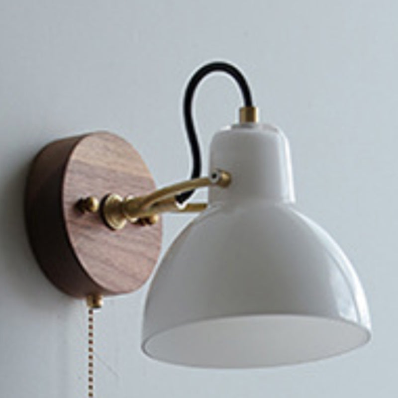 Modernism Glass Shaded Wall Light Metal/Wood Lighting for Restaurant