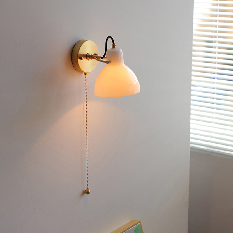 Modernism Glass Shaded Wall Light Metal/Wood Lighting for Restaurant