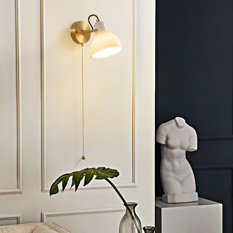 Modernism Glass Shaded Wall Light Metal/Wood Lighting for Restaurant