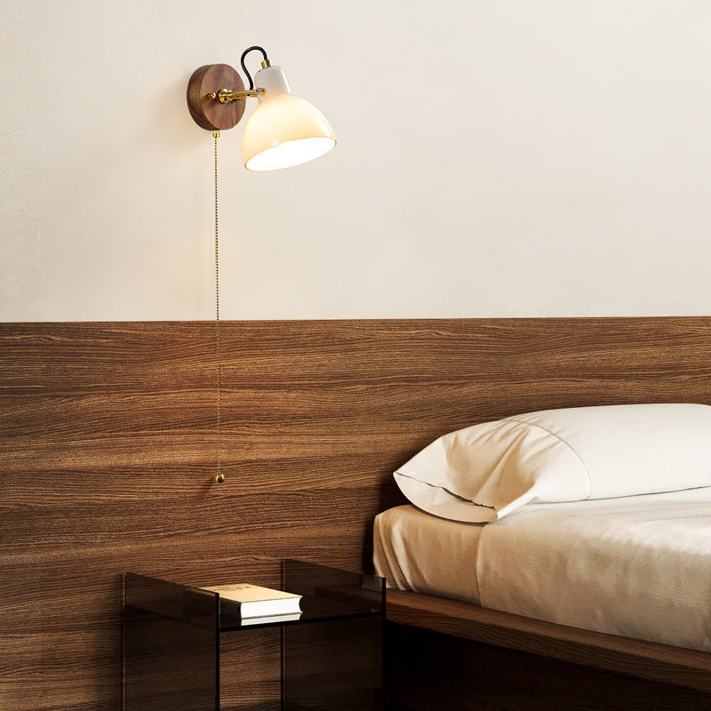 Modernism Glass Shaded Wall Light Metal/Wood Lighting for Restaurant
