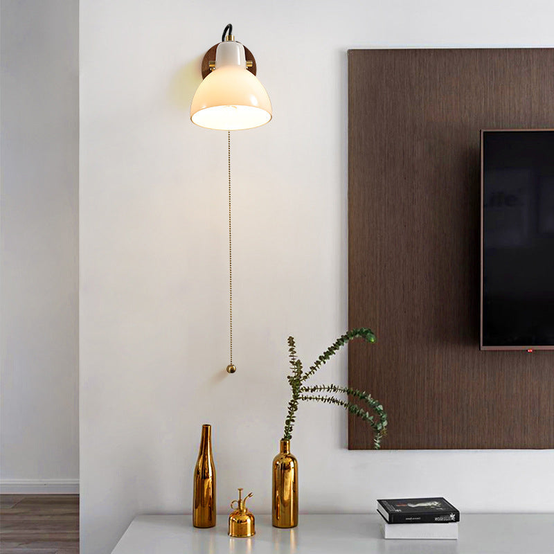 Modernism Glass Shaded Wall Light Metal/Wood Lighting for Restaurant