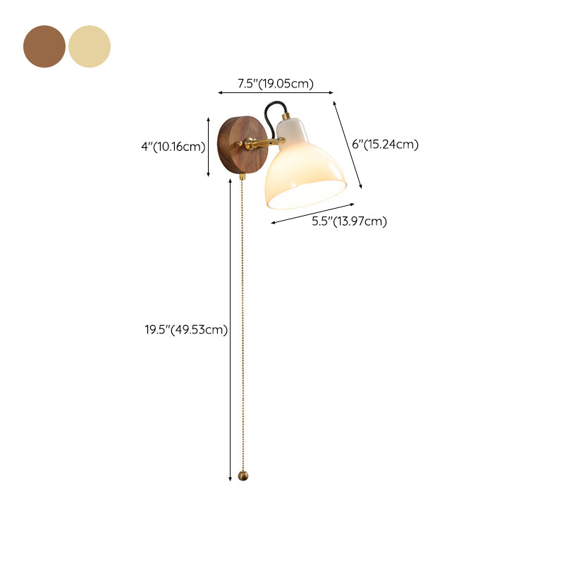 Modernism Glass Shaded Wall Light Metal/Wood Lighting for Restaurant