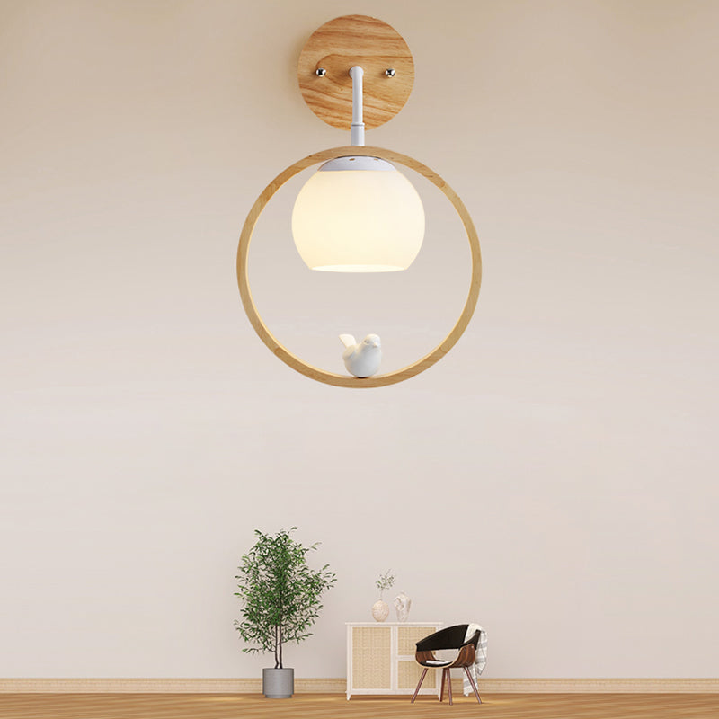 Modern Simple Wall Light Circle Shape Wall Lamp with Glass Shade for Bedroom
