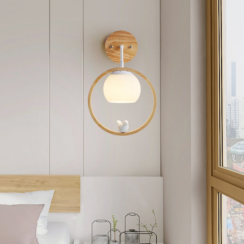 Modern Simple Wall Light Circle Shape Wall Lamp with Glass Shade for Bedroom