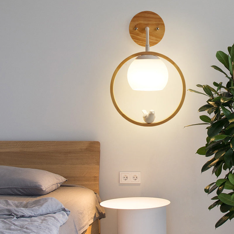 Modern Simple Wall Light Circle Shape Wall Lamp with Glass Shade for Bedroom